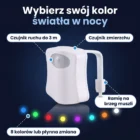 Lampka LumiNoc z czujnikiem ruchu i zmierzchu, ramieniem na brzeg muszli i 8 kolorami światła